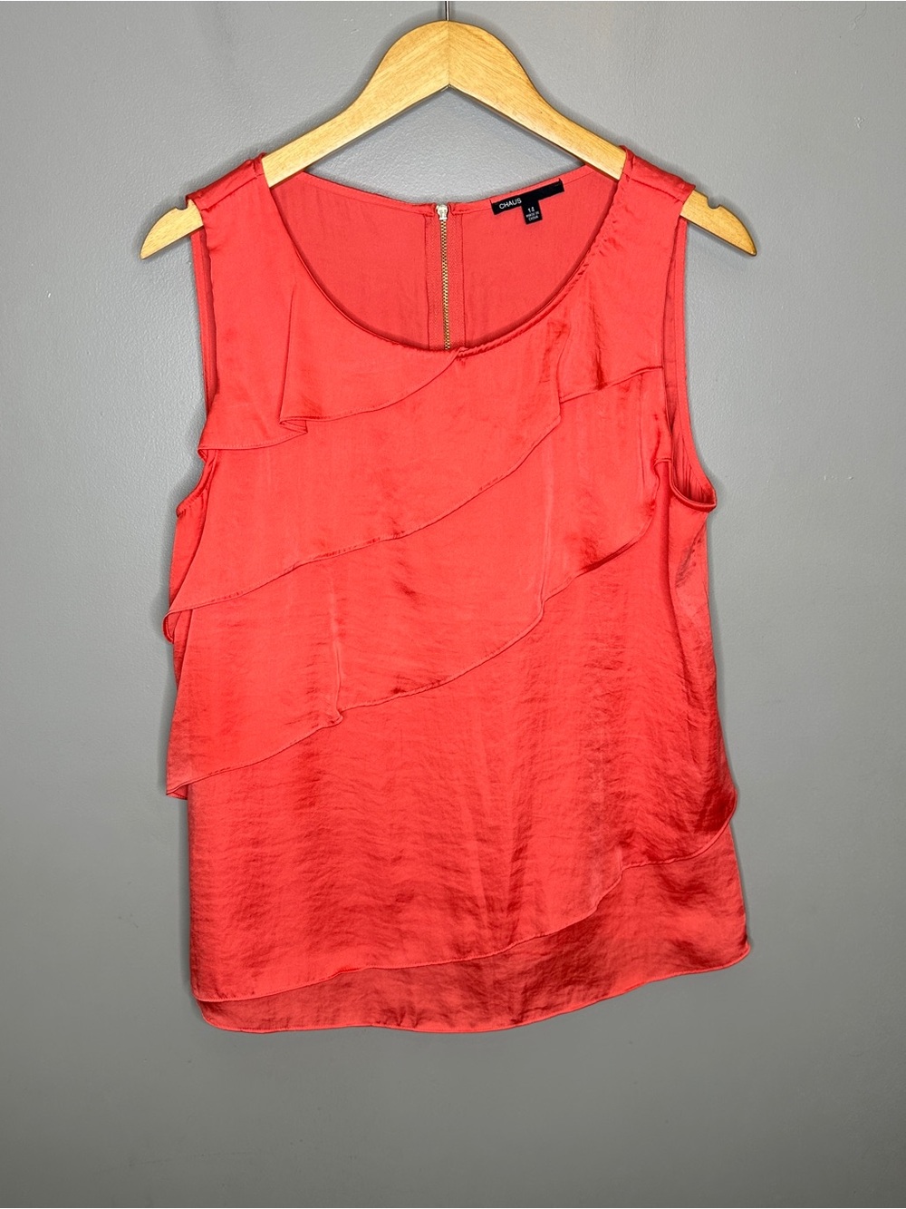 Chaus Coral Ruffle Sleeveless Shell Top